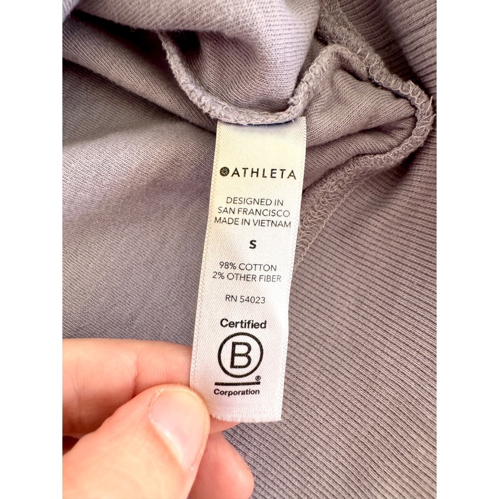 Athleta Dip Dye Sweatshirt Purple Grey Ombre Raglan Pullover Small RN 54023 - Picture 3 of 13